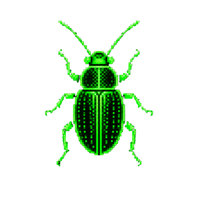 the bug — a glowing pixel beetle